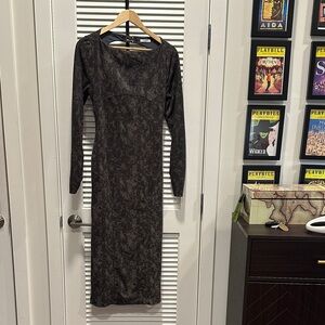 Backless Gray Patterned Dress